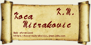 Koča Mitraković vizit kartica